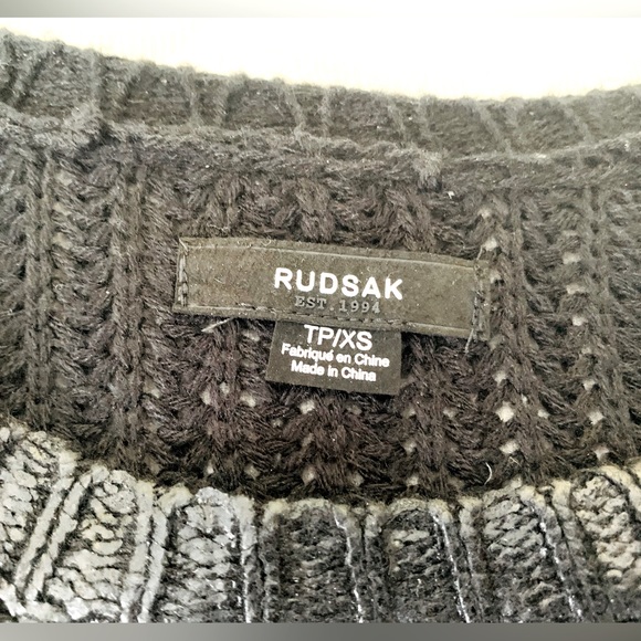 RUDSAK design shiny black acrylic knit crew neck long sweater top long sleeves - Picture 5 of 16